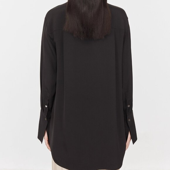 CHICJOC Luxury 100% Silk High-Density Glossy Blouse – Black – Size 36 - Picture 3 of 6